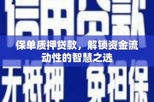 吴川保单质押贷款，解锁资金流动性的智慧之选