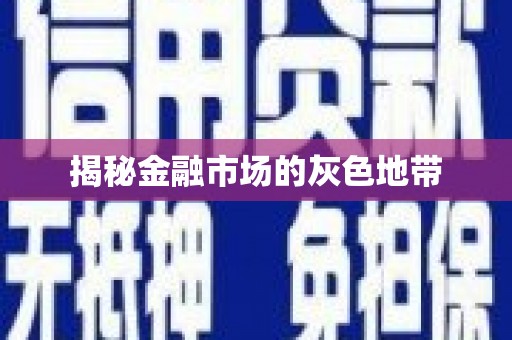 溆浦揭秘金融市场的灰色地带